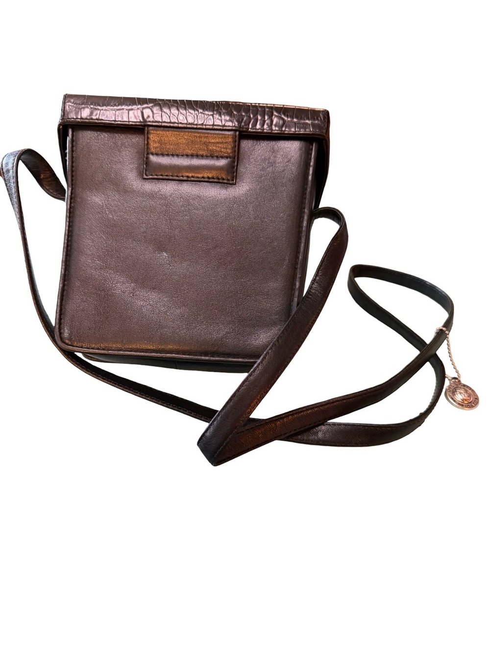 Brighton Brown Croc-Embossed Leather Crossbody with Decorative Metal Accent - Picture 7 of 9
